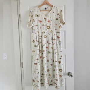 Vintage Lands End Cotton Linen Garden Dress 10 M L